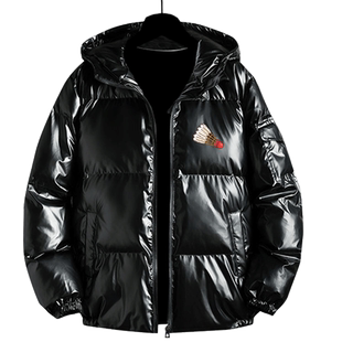 中国羽毛球协会爱好者面包服男女亮面棉衣服冬装加厚保暖连帽外套