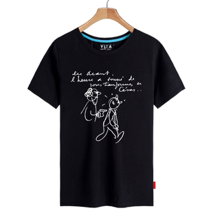 作者纪念丁丁历险记tintin丁丁的冒险动画周边短袖T恤衫男女半袖