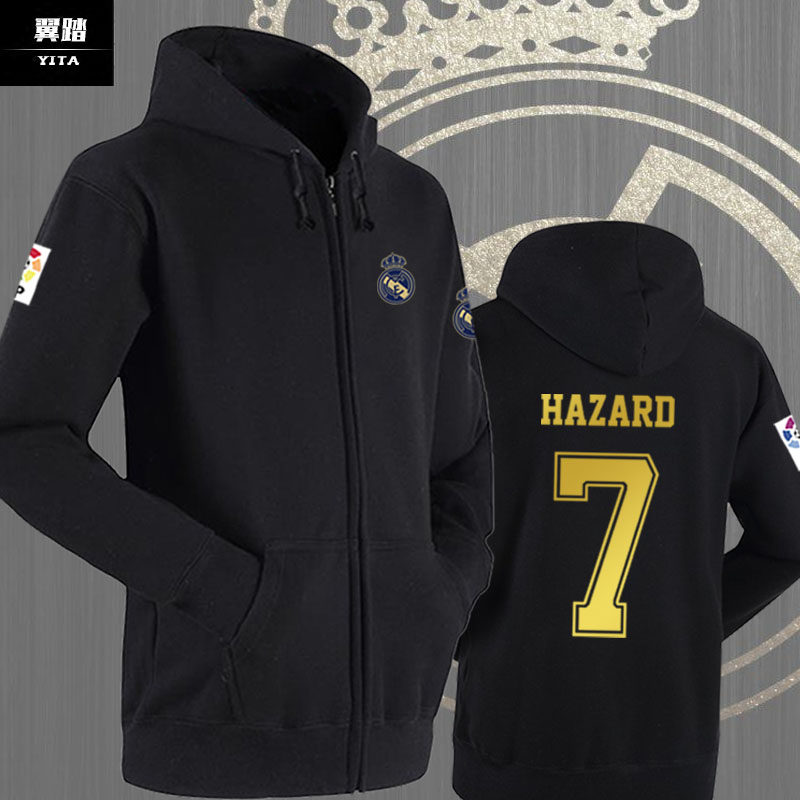 皇马新赛季队服贝尔克罗斯足球衣服拉链开衫卫衣男女加绒外套球服