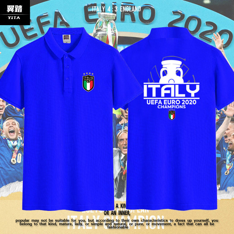 意大利队服欧洲杯夺冠纪念足球迷服polo衫短袖t恤男女博努奇半袖