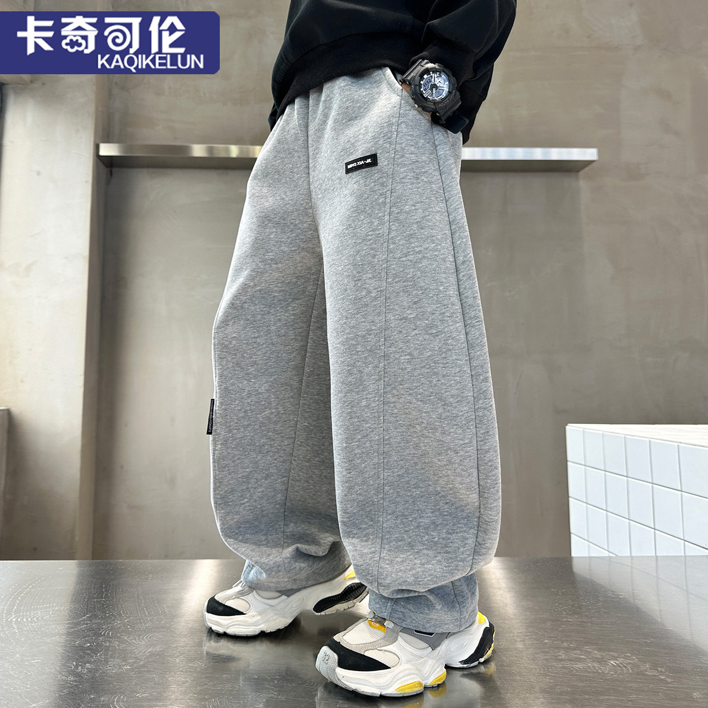 男童裤子春装2026新款儿童弯刀裤春秋款中大童休闲裤加绒冬季男孩