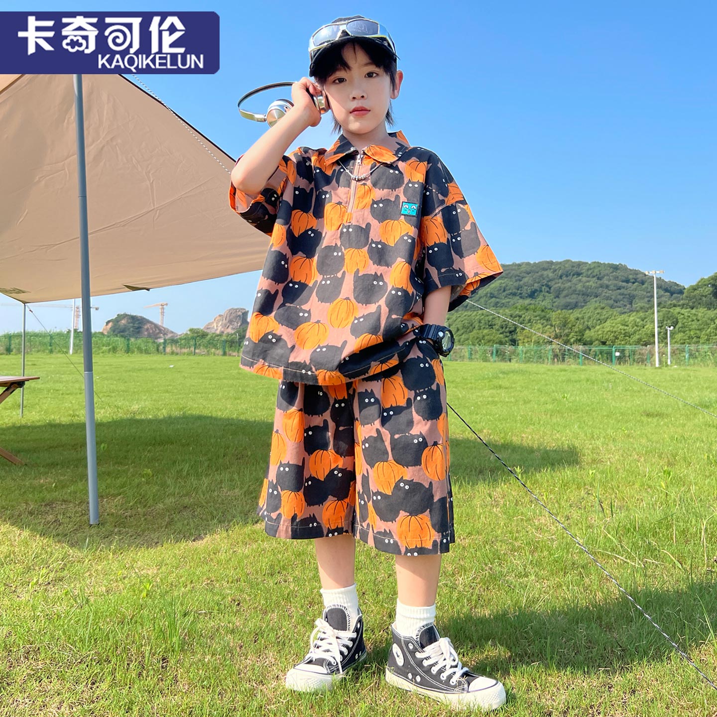 男童套装夏装2025新款儿童薄款衬衫帅气大童纯棉短袖衣服男孩童装