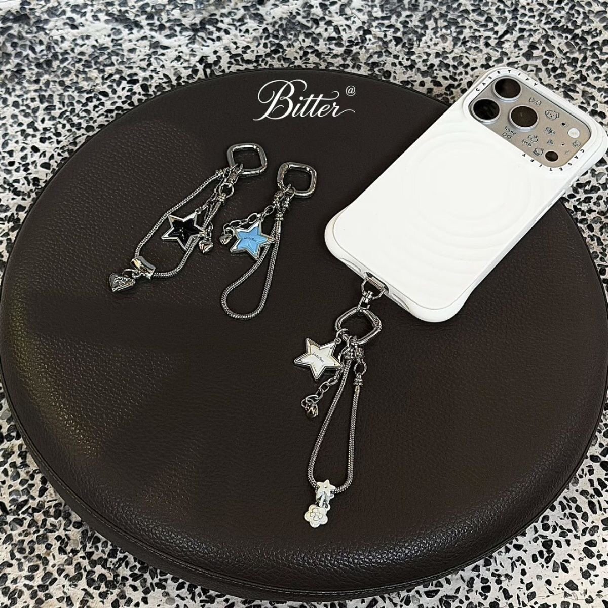 高级金属感星星蛇骨手机链不锈钢ins风高颜值小众钥匙扣包包挂件