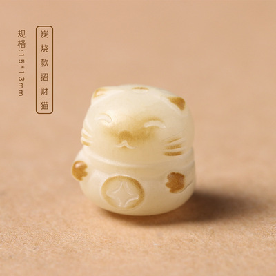 白玉菩提猫爪招财猫五福猫咪跑环原籽菩提手串爆款