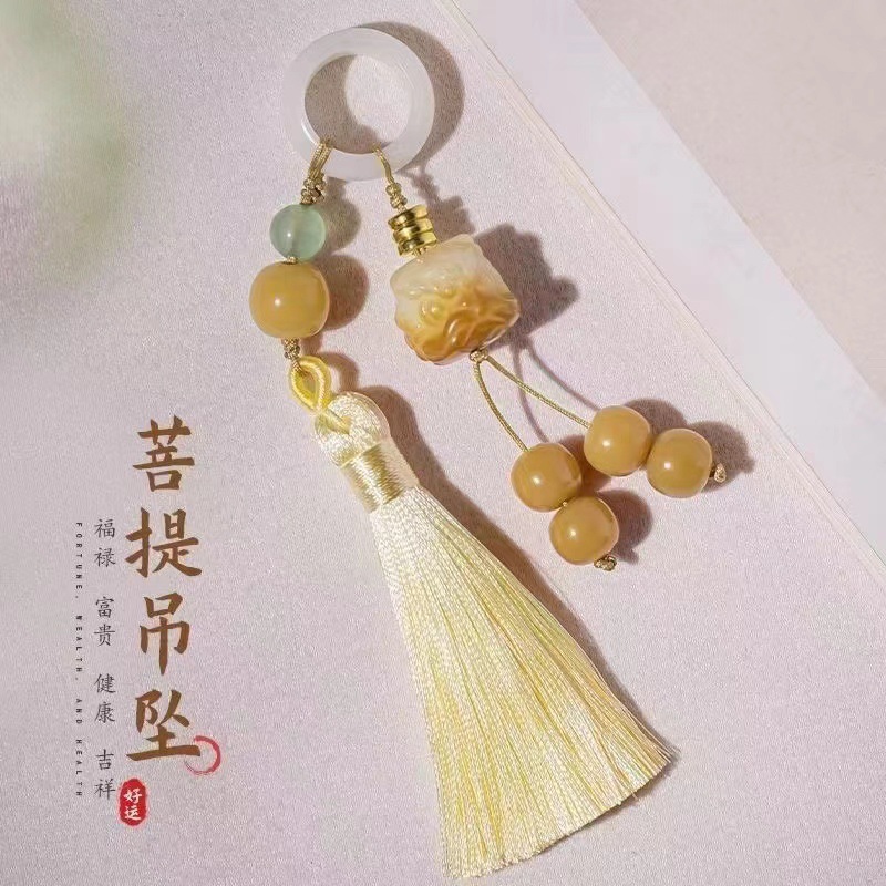 古风菩提14-15跑环配饰流苏渐变莲花手持穗子diy佛珠配饰配件