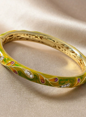 北京景泰蓝手镯合金彩绘掐丝珐琅首饰旅游中式复古轻奢手环首饰品