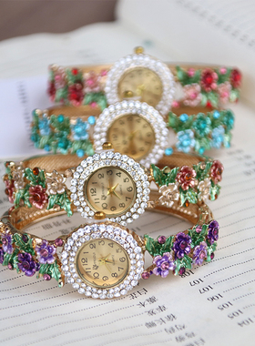 腕表花朵镂空首饰品景泰蓝手镯