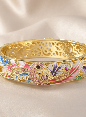 景泰蓝北京宫廷珐琅镂空手镯开口故宫景点旅游复古礼物时尚镯子女