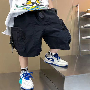 男童工装短裤夏季男孩炸街酷帅五分裤中裤薄款冰丝透气儿童夏装裤