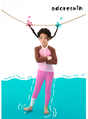 女童训练专用游泳衣游泳馆专业泳衣连体长袖长裤套装小女孩中小童