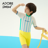 爱多尔2025新款 连体舒适儿童泳装 男童时尚 条纹泳衣速干防晒游泳装