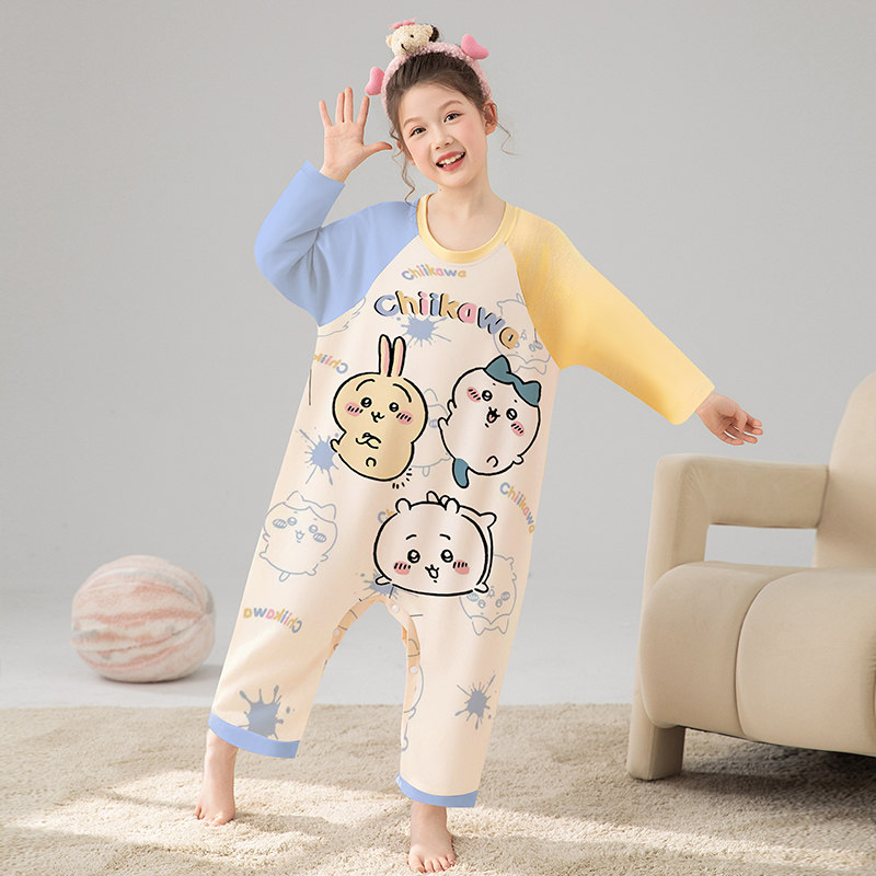 儿童长袖连体睡衣女童秋季纯棉