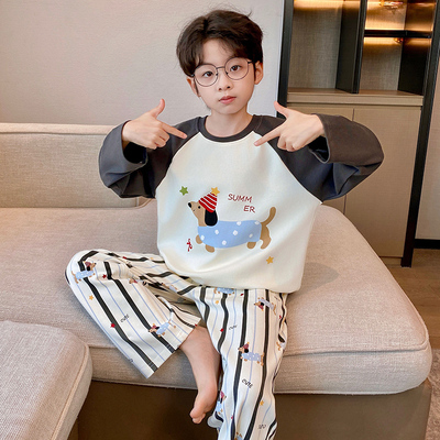 儿童睡衣男童全纯棉春秋款