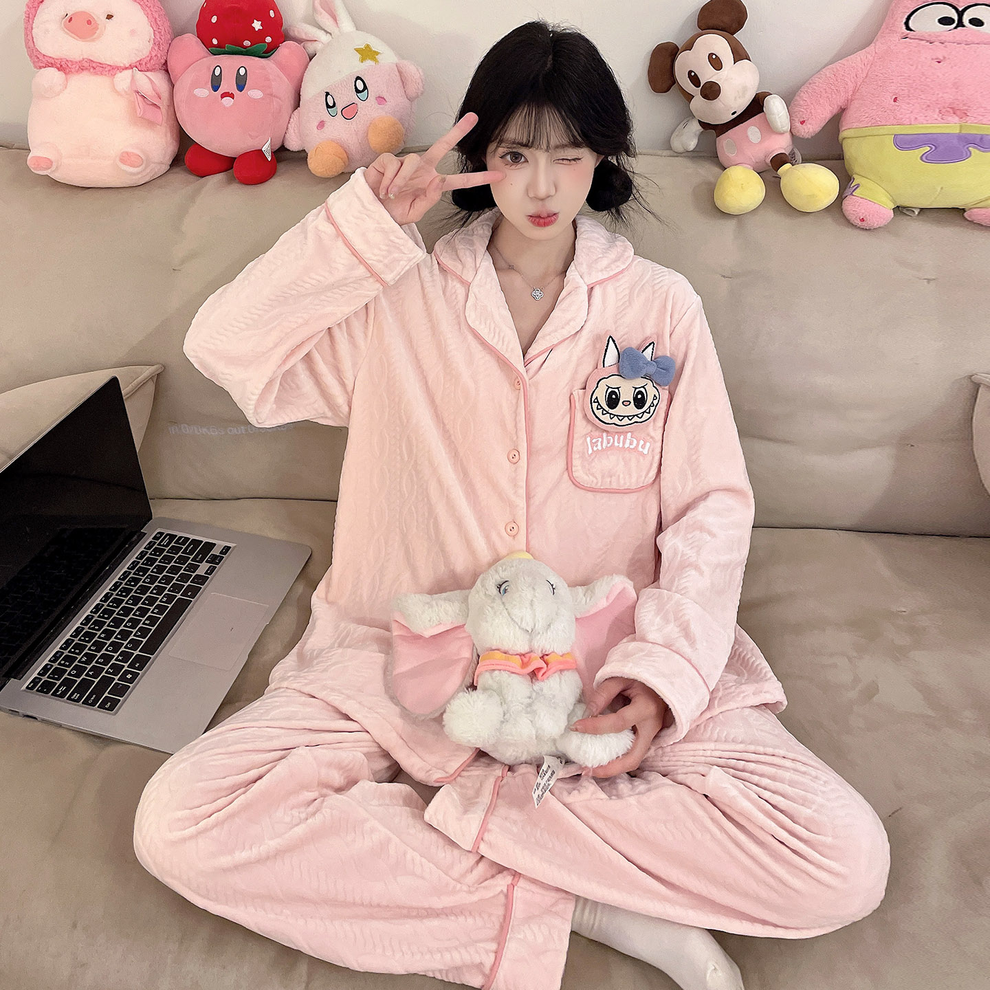 冬季睡衣学生海岛绒女士家居服