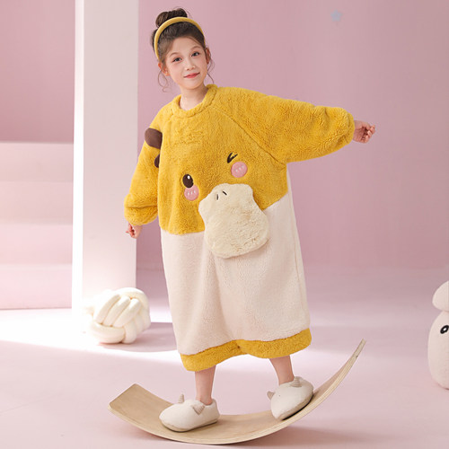 女童冬季睡裙长款珊瑚绒家居服