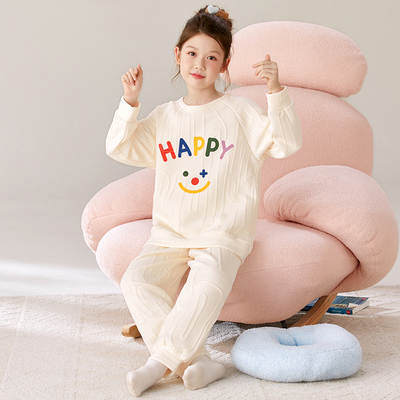 儿童睡衣女童三层空气夹棉家居服