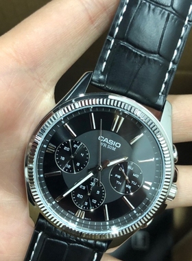 CASIO卡西欧 STANDARD系列防水石英机芯男表黑色表盘MTP-1375L-1A