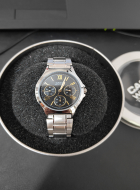 卡西欧 Casio休闲经典三眼指针罗马刻度石英女表LTP-V300D-1A2