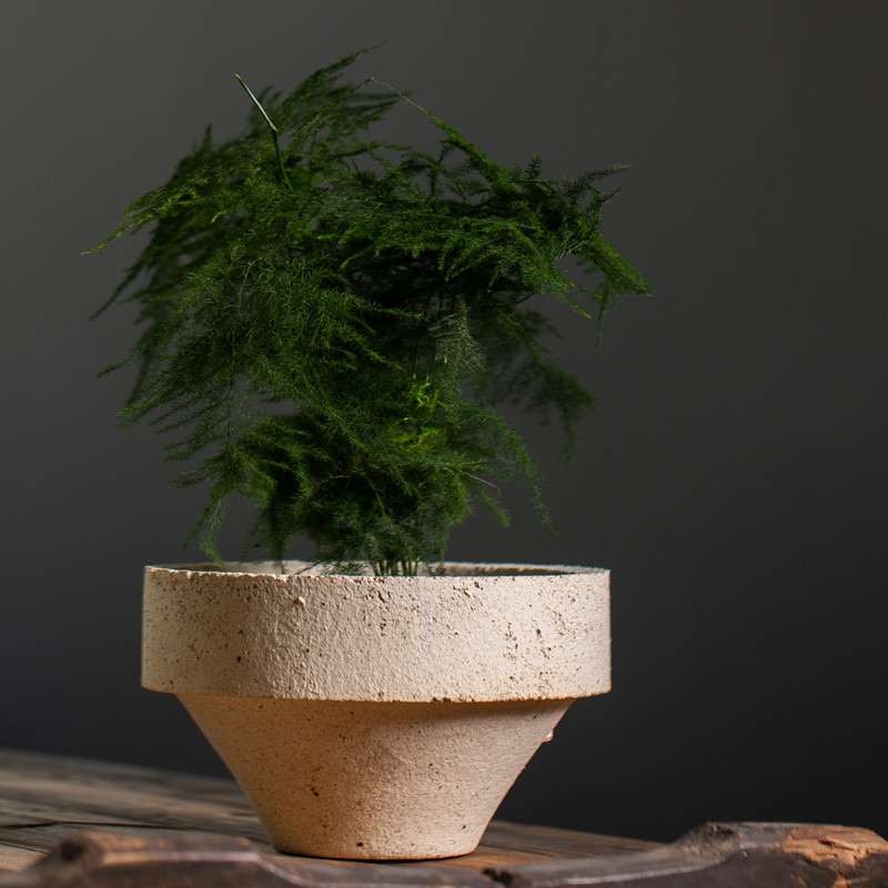 景德镇陶瓷匣钵花盆 柴烧窑具花器 现代复古器皿茶室摆件盆栽底座