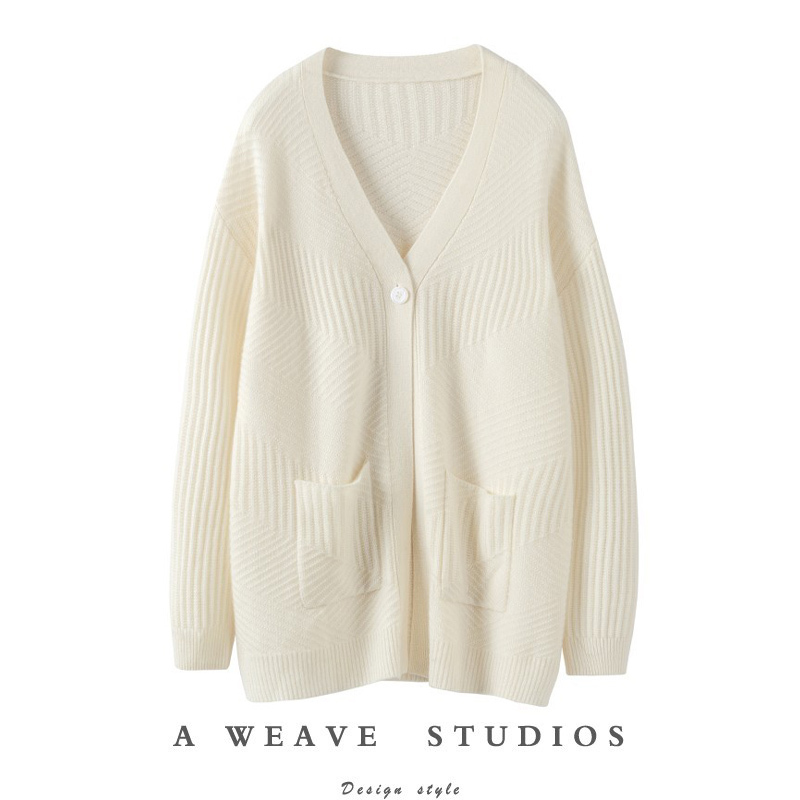 衫女中长款纯羊绒毛衣外套宽松