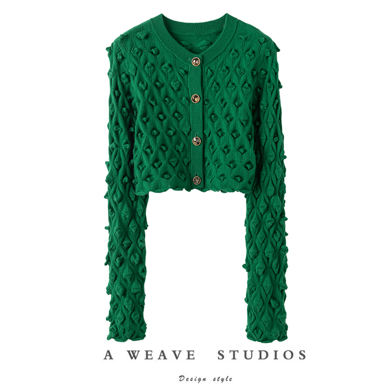 纽扣装饰纯羊绒针织开衫