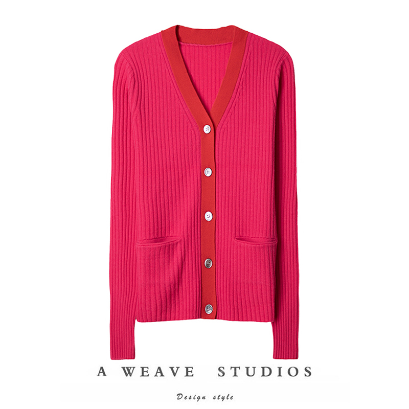 美得大气~太好看了！V领羊绒开衫女纯羊绒毛衣针织开衫打底衫外套