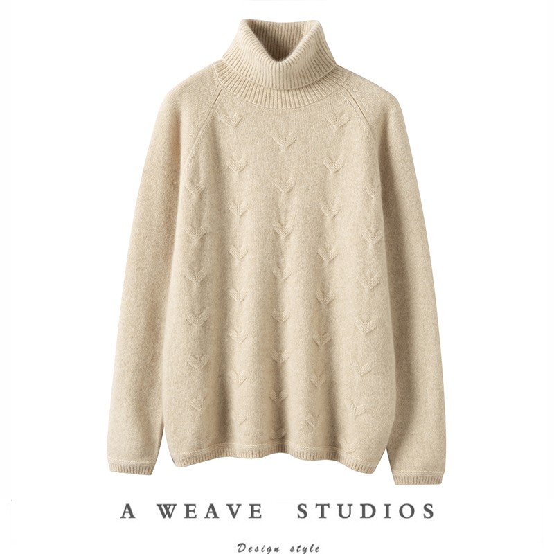 重磅双股加厚高领羊绒衫女100