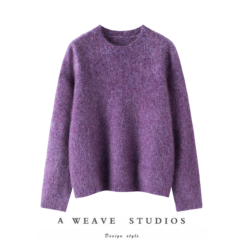 圆领加厚山羊绒保暖紫色