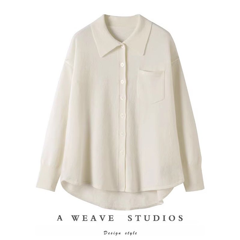 好看好看!不挑人人气款POLO领羊绒开衫女纯羊绒毛衣宽松针织衬衫