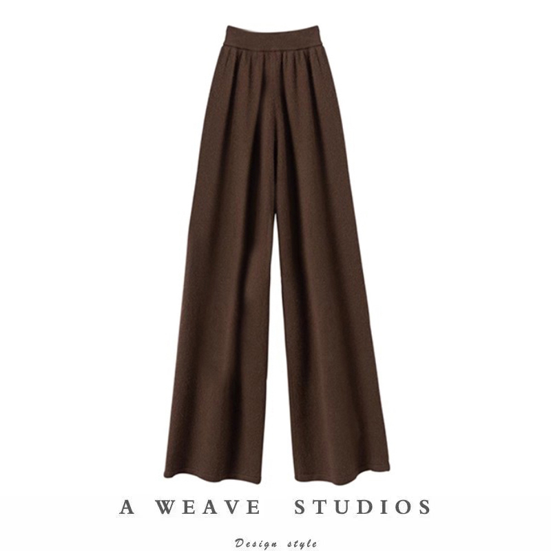 好货不会迟~100%羊绒裤子女外穿纯羊绒针织休闲深色阔腿裤2024春