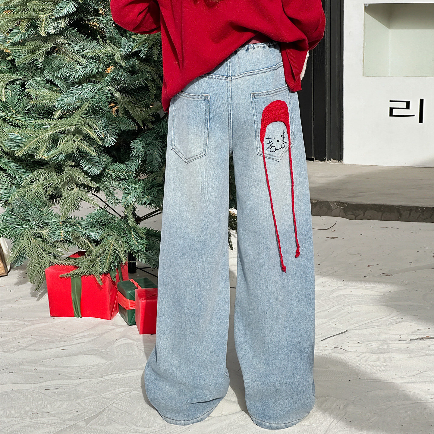 女童裤子加绒冬款2025新款女生洋气爆款牛仔裤中大童时尚年货长裤