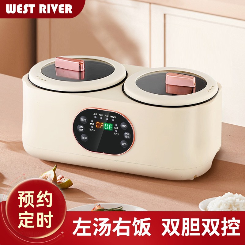 双胆家用电饭煲1一2人3多功能鸳鸯锅小电饭锅蒸煮保温低糖煎炒锅