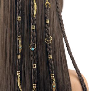 波西米亚时尚街拍发环 复古松石开口脏辫发扣甜酷辣妹风发饰