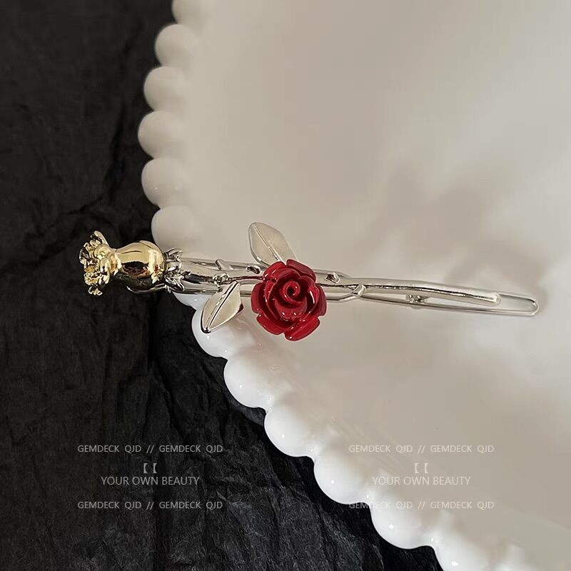 法式复古玫瑰花发夹女新款气质