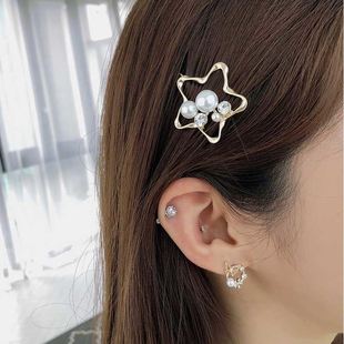 珍珠发夹青蛙扣顶夹发卡星星边夹后脑勺侧边可爱韩国网红少女头饰