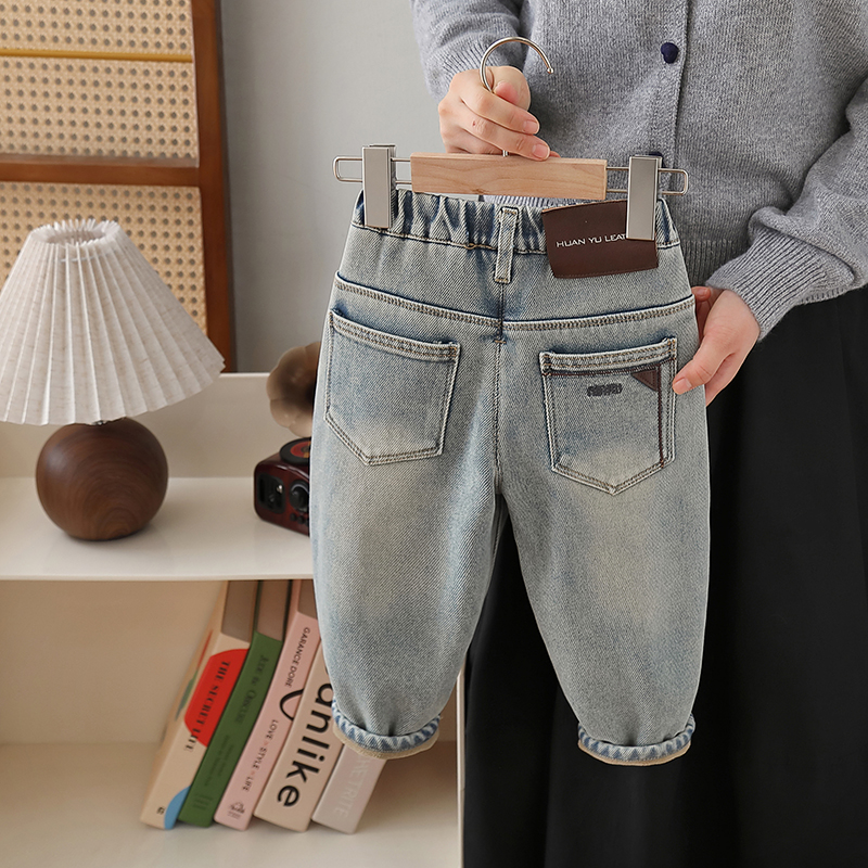 男童加绒裤子秋冬款2024新款