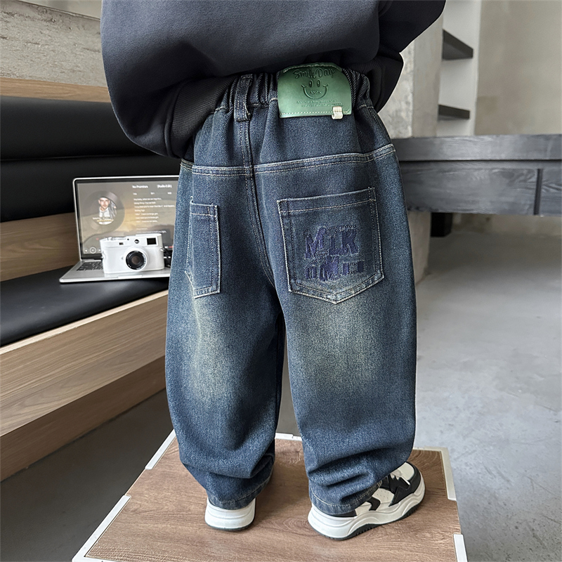 儿童加绒牛仔裤冬季2025新款