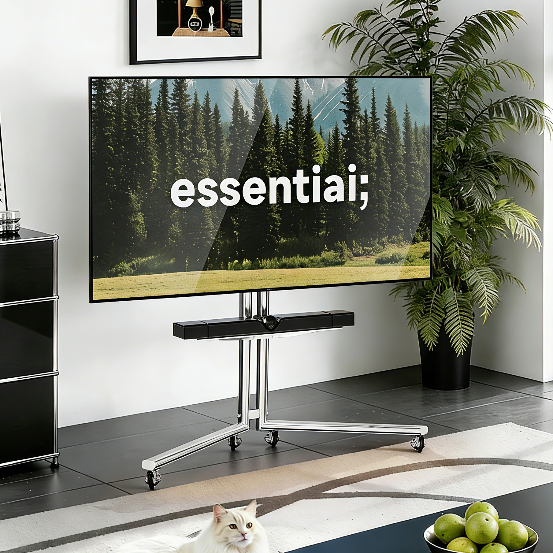 可移动电视机支架简约艺术推车适配40-75英寸落地架子电视底座架