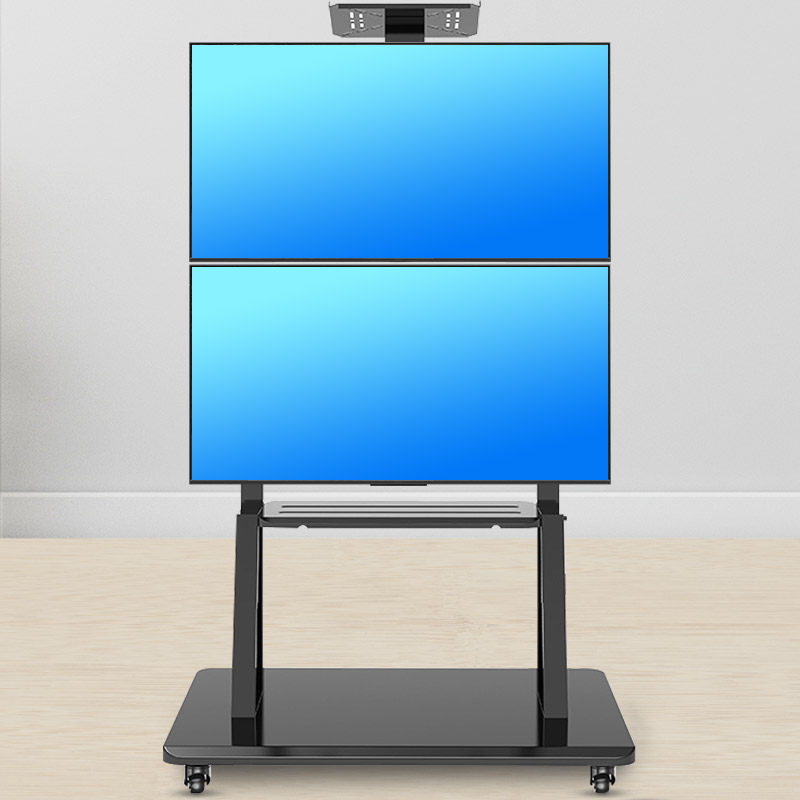 电视机支架落地式挂架上下双屏可移动带轮推车适用于各品牌显示器