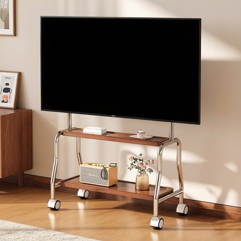 贝石电视机落地支架可移动不锈钢带轮客厅卧室32556575寸通用挂架