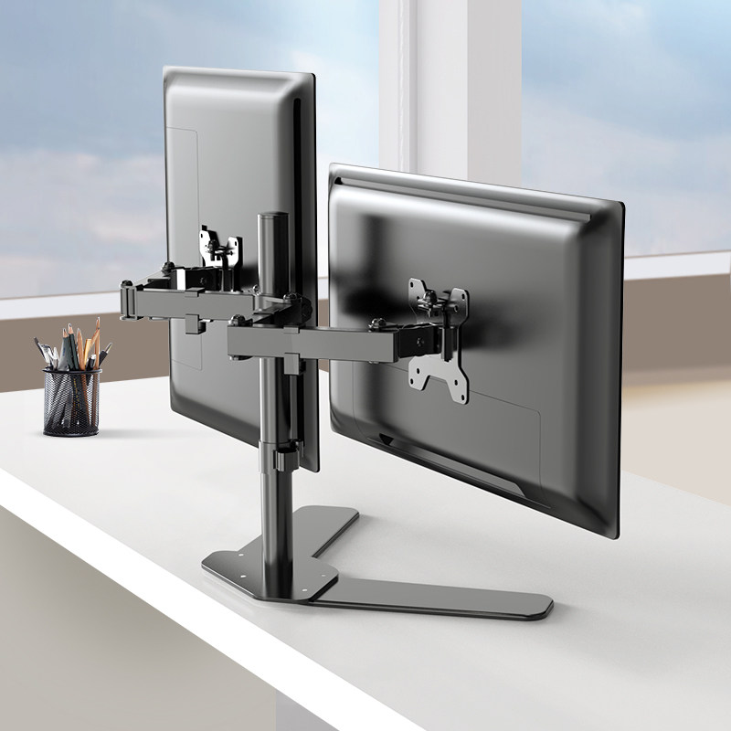 显示器支架臂架桌面免打孔旋转双屏底座电脑屏幕升降增高通用架子