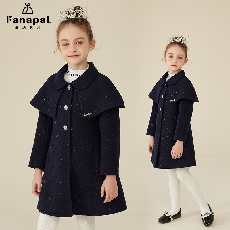 fanapal女童呢大衣外套冬季