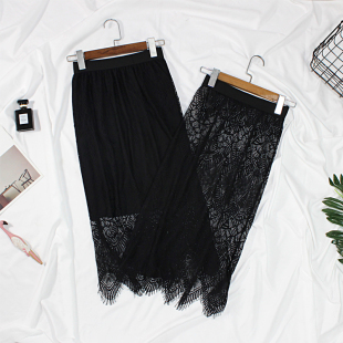 蕾丝裙镂空半身裙中长款 女显瘦高腰透视包臀裙一步裙 2020春夏新款
