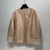 复古文艺轻国风女装 外套女装 上衣 国风唐装 粉色九子菩提宋锦新中式