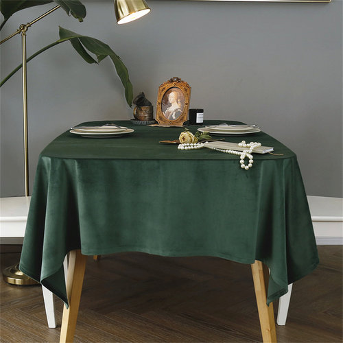桌布墨绿色高级北欧美式复古