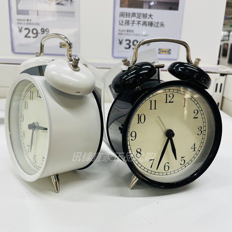 宜家正品德卡闹钟台钟静音钟简约桌面床头座钟时钟北欧复古创意表