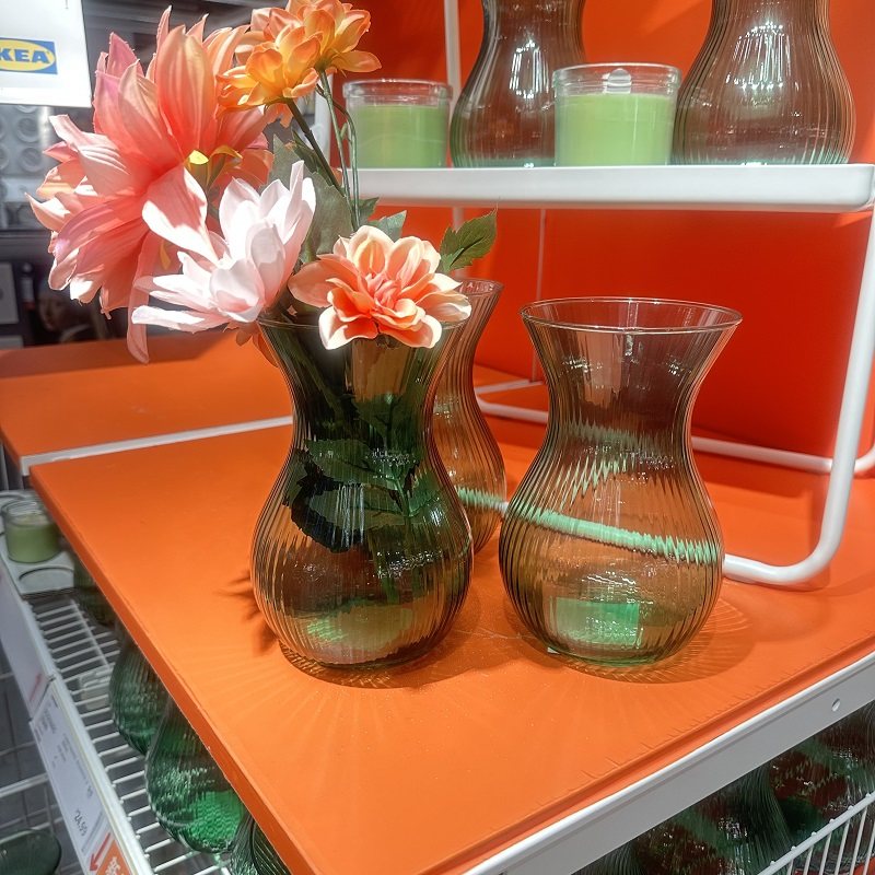 IKEA宜家罗森摩斯花瓶绿色宽口花瓶水培植物玻璃花瓶正品代购包邮