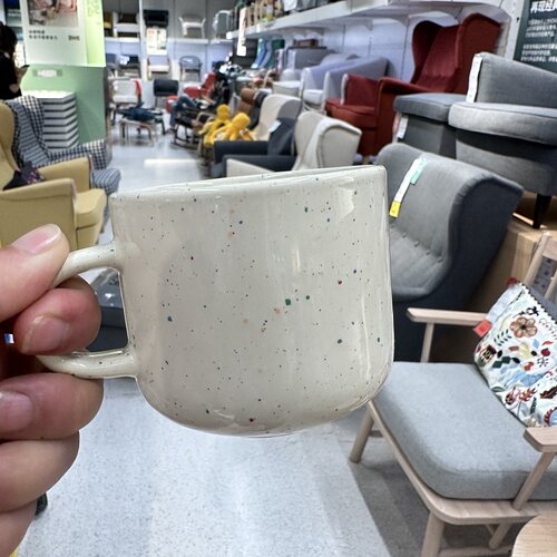 宜家托比菲斯克大杯米白彩色斑点 陶瓷大容量马克杯 咖啡牛奶水杯