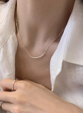 s925纯银简约竹节项链女时尚个性轻奢百搭新中式饰品高级感锁骨链