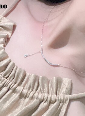 s925纯银新品韩国推荐小众时尚设计款名媛微笑弧度气质个性项链